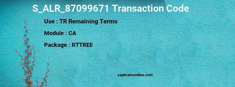 SAP S_ALR_87099671 transaction code