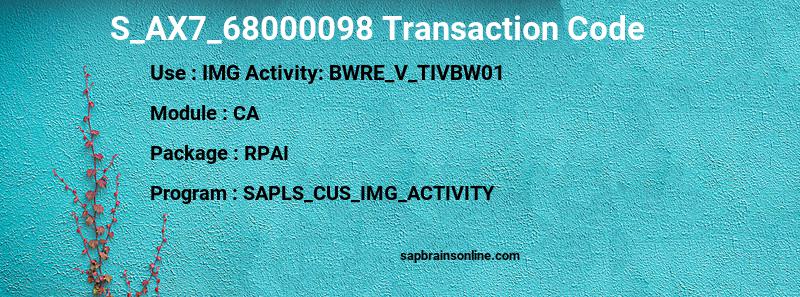 SAP S_AX7_68000098 transaction code