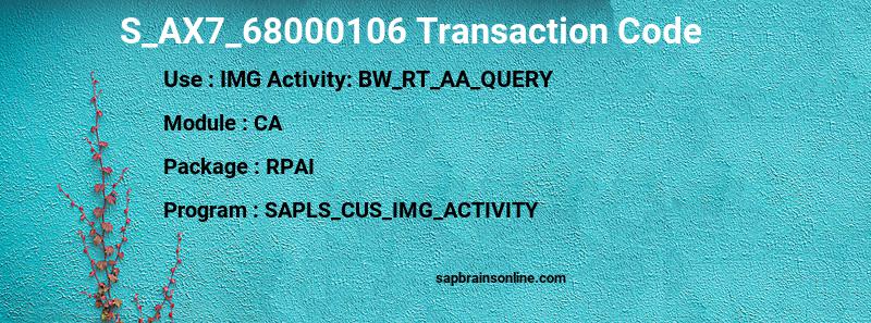 SAP S_AX7_68000106 transaction code
