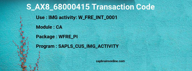 SAP S_AX8_68000415 transaction code