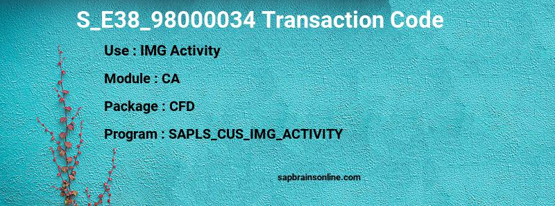 SAP S_E38_98000034 transaction code