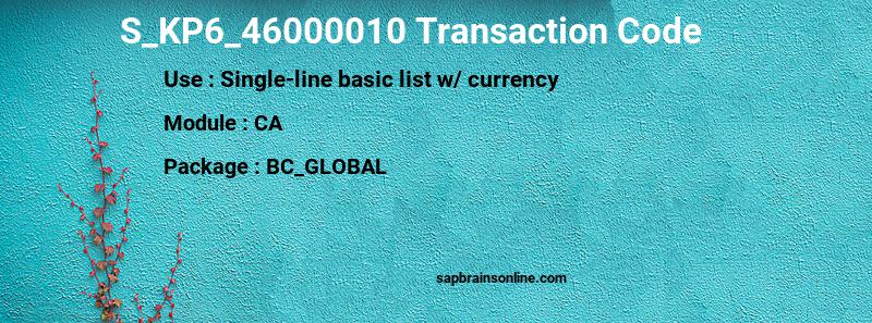SAP S_KP6_46000010 transaction code