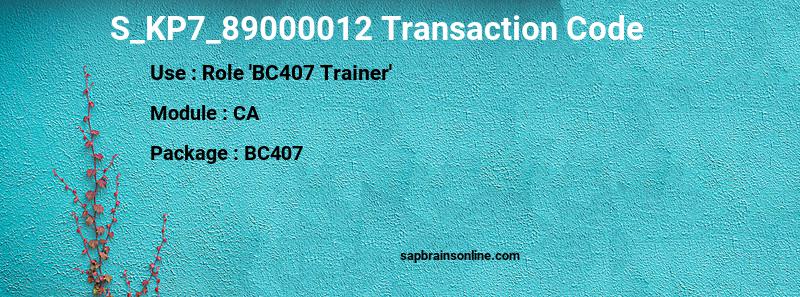 SAP S_KP7_89000012 transaction code