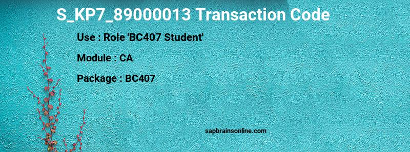 SAP S_KP7_89000013 transaction code