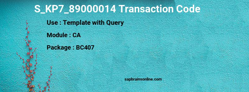 SAP S_KP7_89000014 transaction code