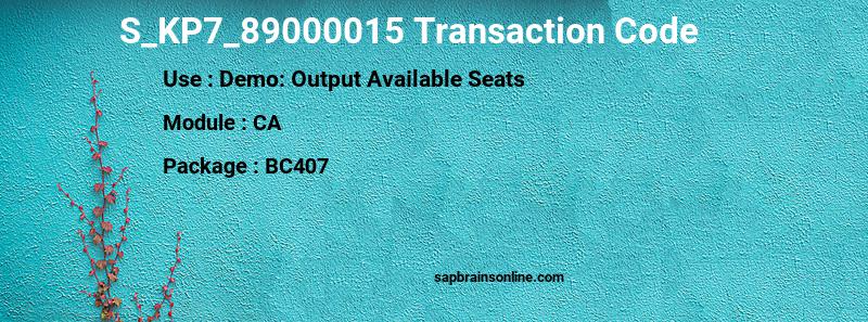 SAP S_KP7_89000015 transaction code