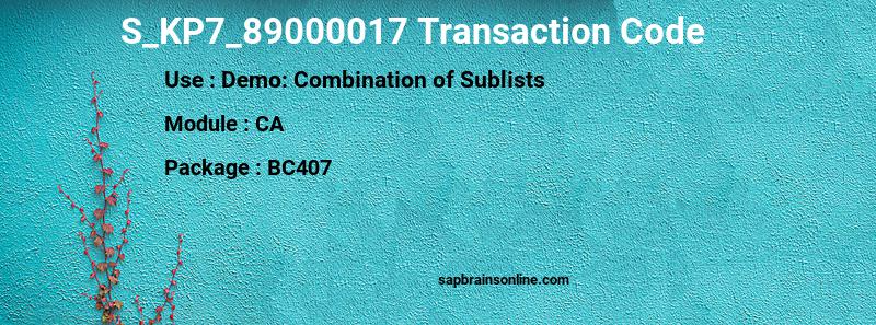 SAP S_KP7_89000017 transaction code