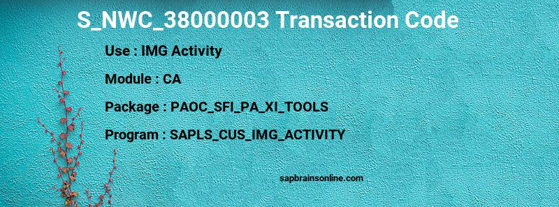 SAP S_NWC_38000003 transaction code