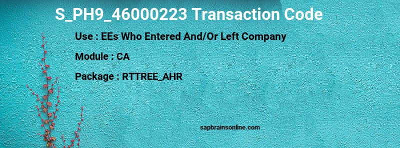 SAP S_PH9_46000223 transaction code