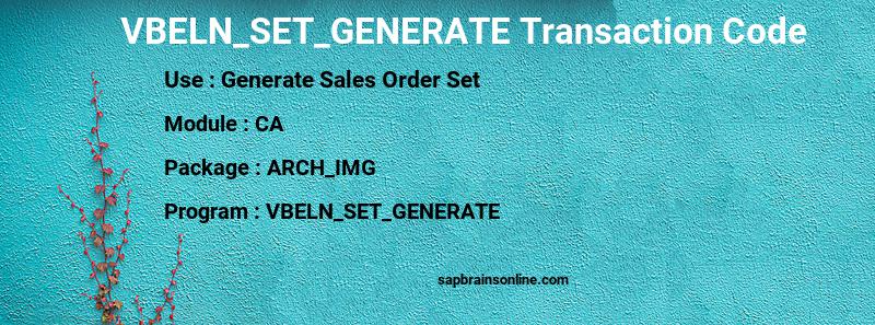 SAP VBELN_SET_GENERATE transaction code