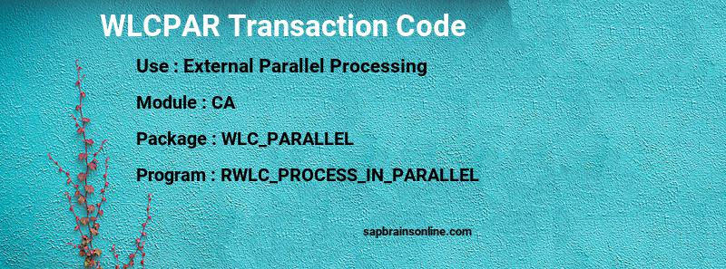 SAP WLCPAR transaction code