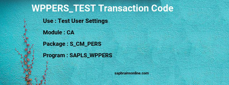 SAP WPPERS_TEST transaction code