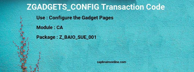 SAP ZGADGETS_CONFIG transaction code