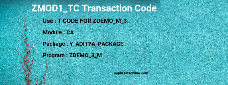 SAP ZMOD1_TC transaction code