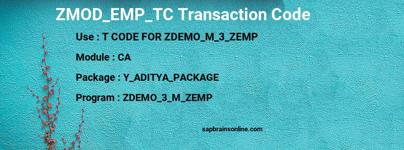 SAP ZMOD_EMP_TC transaction code