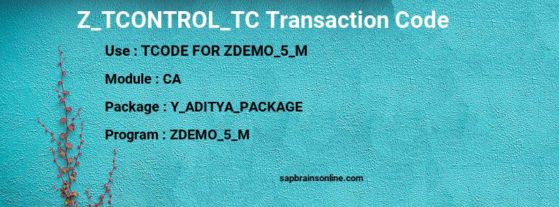 SAP Z_TCONTROL_TC transaction code