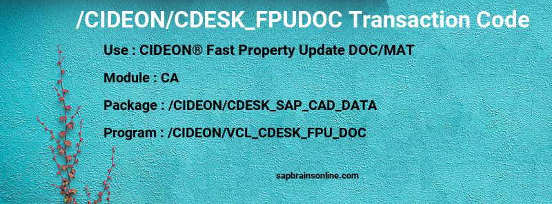 SAP /CIDEON/CDESK_FPUDOC transaction code