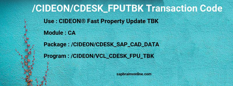 SAP /CIDEON/CDESK_FPUTBK transaction code