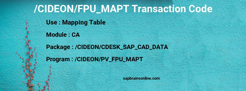 SAP /CIDEON/FPU_MAPT transaction code