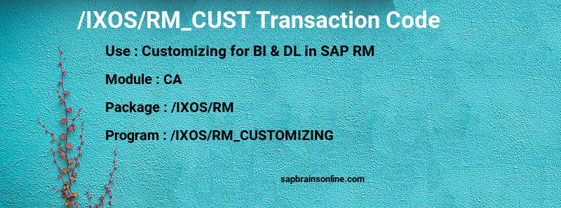 SAP /IXOS/RM_CUST transaction code