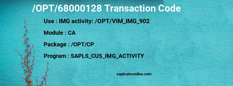 SAP /OPT/68000128 transaction code
