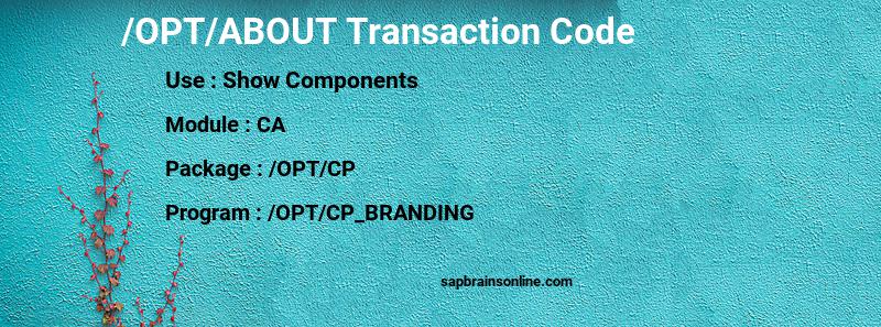 SAP /OPT/ABOUT transaction code