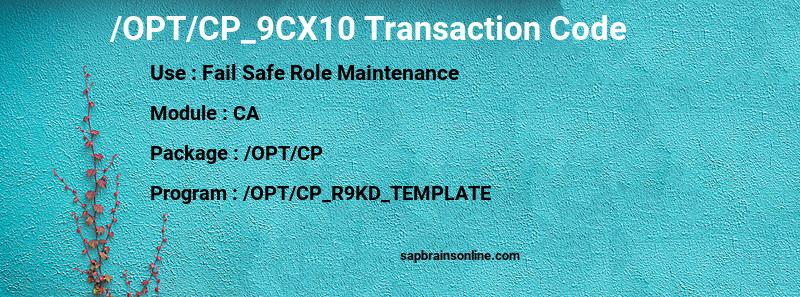 SAP /OPT/CP_9CX10 transaction code