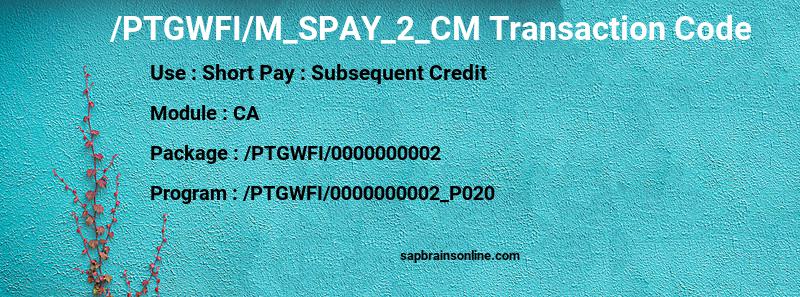 SAP /PTGWFI/M_SPAY_2_CM transaction code