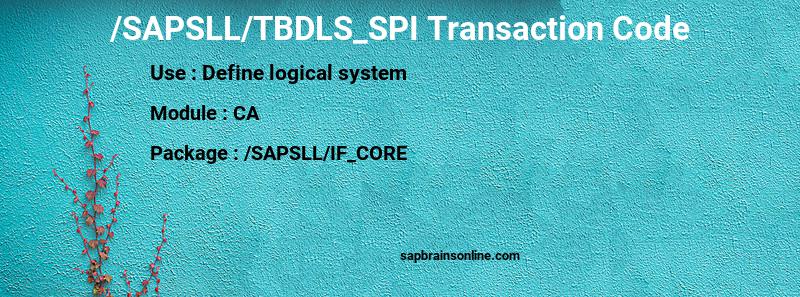 SAP /SAPSLL/TBDLS_SPI transaction code