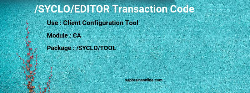 SAP /SYCLO/EDITOR transaction code