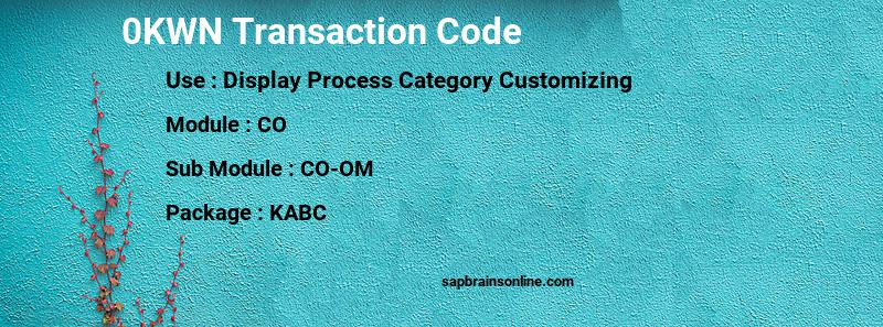 SAP 0KWN transaction code