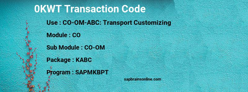 SAP 0KWT transaction code