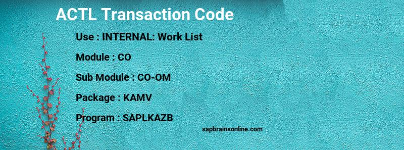 SAP ACTL transaction code