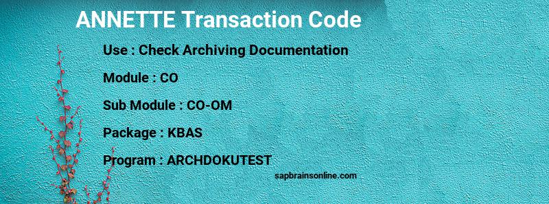 SAP ANNETTE transaction code