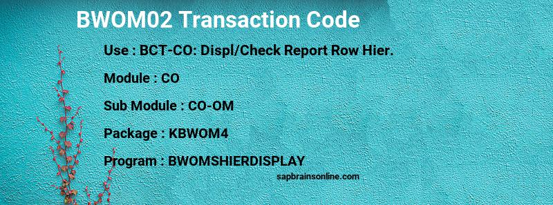 SAP BWOM02 transaction code