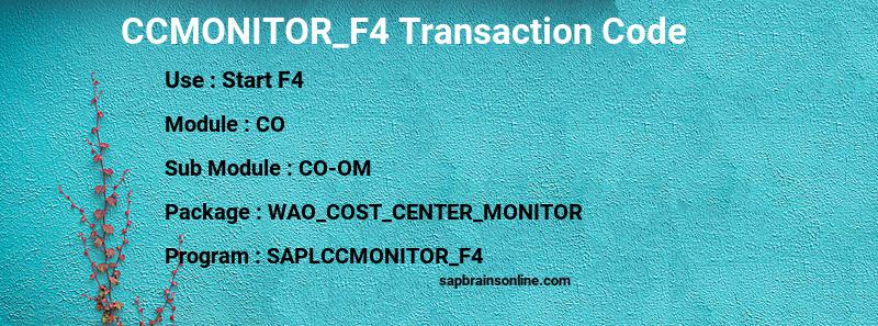 SAP CCMONITOR_F4 transaction code