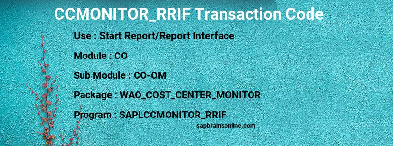 SAP CCMONITOR_RRIF transaction code