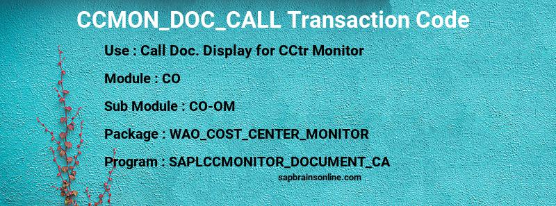 SAP CCMON_DOC_CALL transaction code