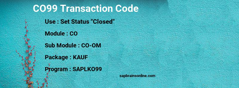 SAP CO99 transaction code