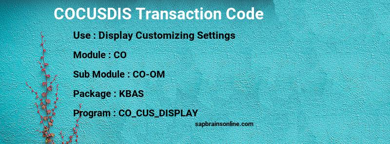 SAP COCUSDIS transaction code