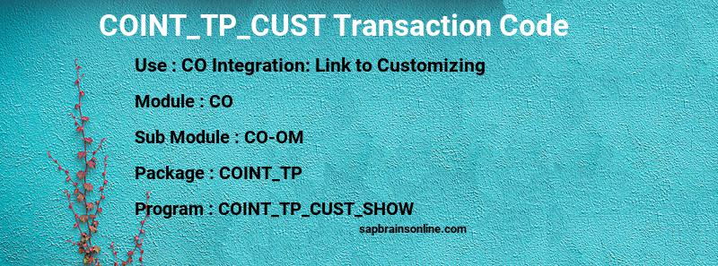 SAP COINT_TP_CUST transaction code