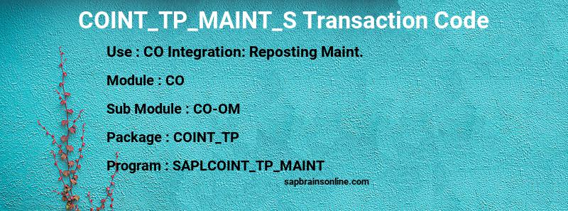 SAP COINT_TP_MAINT_S transaction code