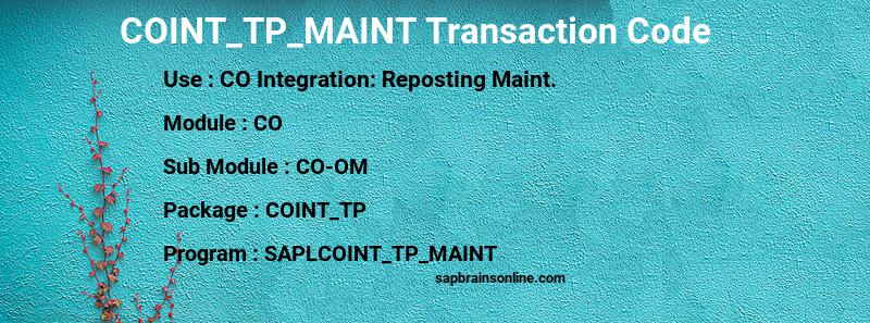 SAP COINT_TP_MAINT transaction code