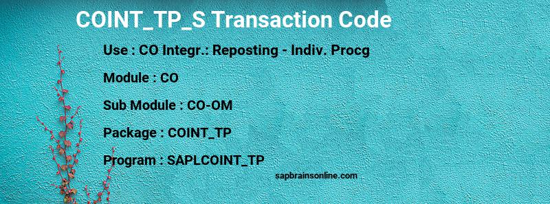 SAP COINT_TP_S transaction code