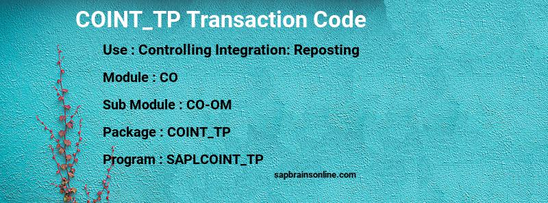 SAP COINT_TP transaction code