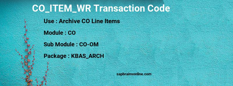 SAP CO_ITEM_WR transaction code