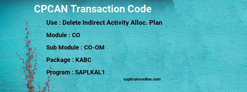 SAP CPCAN transaction code