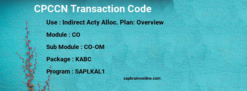 SAP CPCCN transaction code