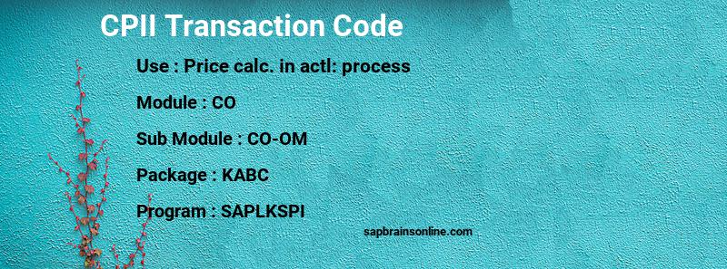 SAP CPII transaction code