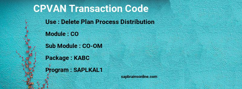 SAP CPVAN transaction code